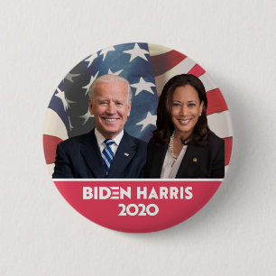 Chapa Redonda De 5 Cm Fondo de bandera Joe Biden Kamala Harris 2020