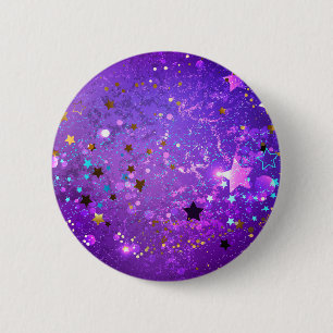 Chapa Redonda De 5 Cm Fondo de Relieve metalizado púrpura con estrellas