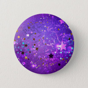 Chapa Redonda De 5 Cm Fondo de Relieve metalizado púrpura con estrellas