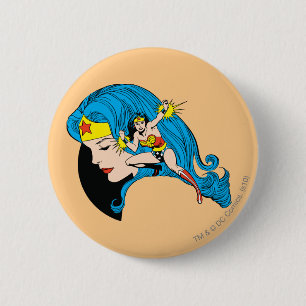 Chapa Redonda De 5 Cm Fondo del perfil de la mujer maravilla