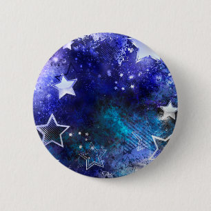 Chapa Redonda De 5 Cm Fondo espacial con estrellas