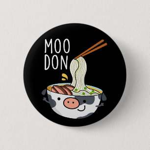 Chapa Redonda De 5 Cm Fondo oscuro divertido de Moo-don Udon Pun