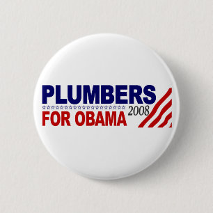 Chapa Redonda De 5 Cm Fontaneros para Obama 2008