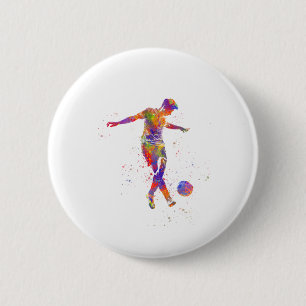 Chapa Redonda De 5 Cm Football player in watercolor