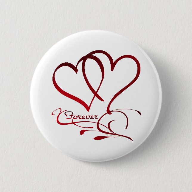 Chapa Redonda De 5 Cm Forever Hearts Red on White (Anverso)