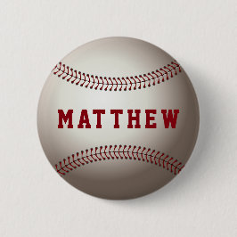 Chapa Redonda De 5 Cm Forma de béisbol nombre personalizado