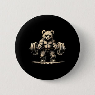 Chapa Redonda De 5 Cm Formar el oso mortal del jugador cómico Gym Tee Li