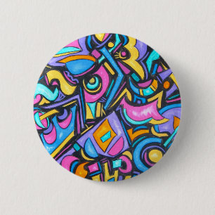 Chapa Redonda De 5 Cm Formas caprichosas intrépidas coloridas