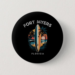 Chapa Redonda De 5 Cm Fort Myers Beach Florida Hombres Mujeres Surfing 