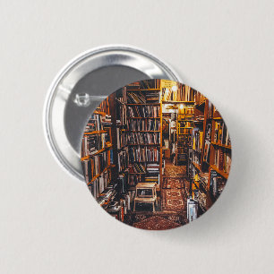 Chapa Redonda De 5 Cm Foto de amantes de libros en librería de segunda m