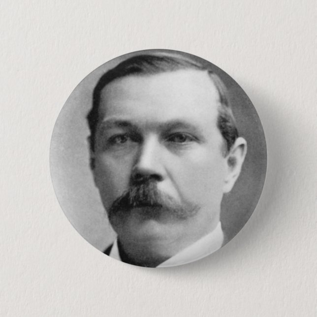 Chapa Redonda De 5 Cm Foto de Arthur Conan Doyle (Anverso)