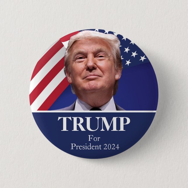 Chapa Redonda De 5 Cm Foto de Donald Trump - Pinback del presidente 2024 (Anverso)