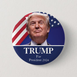 Chapa Redonda De 5 Cm Foto de Donald Trump - Pinback del presidente 2024