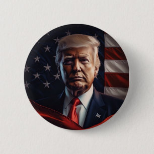 Chapa Redonda De 5 Cm Foto de Donald Trump - Presidencial