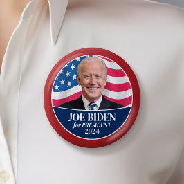 Chapa Redonda De 5 Cm Foto de Joe Biden 2024 - Frontera roja de la bande