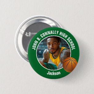 Chapa Redonda De 5 Cm Foto de jugador de baloncesto verde Espíritu de es