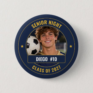 Chapa Redonda De 5 Cm Foto de jugador de fútbol de Senior Night
