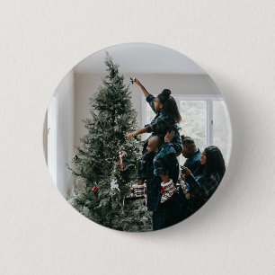 Chapa Redonda De 5 Cm Foto de Navidad personalizada familiar