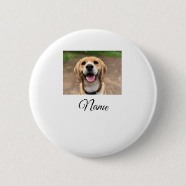 Chapa Redonda De 5 Cm Foto de perro gato añadir nombre mascota personali