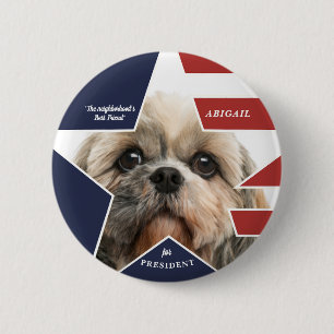 Chapa Redonda De 5 Cm Foto de perro mascota candidato presidencial elecc