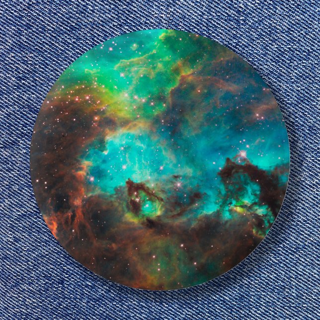 Chapa Redonda De 5 Cm Foto del espacio de clúster Aqua Green Star (Aqua Green Star Cluster Space Photo Pinback Button)