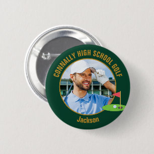 Chapa Redonda De 5 Cm Foto del golfista de Green Gold Golfer equipo de g