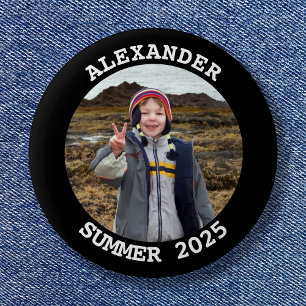 Chapa Redonda De 5 Cm Foto Familiar Redonda Personalizada en Negro