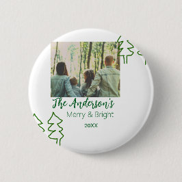 Chapa Redonda De 5 Cm Foto moderna del árbol de Navidad verde de nombre 