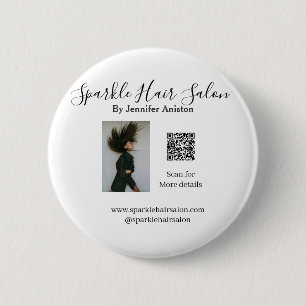 Chapa Redonda De 5 Cm Foto moderna peluquería pequeña empresa código QR