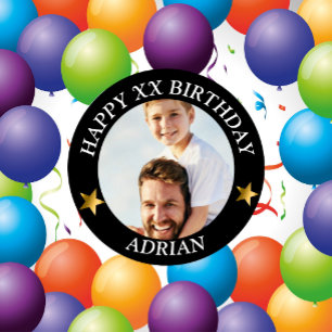 Chapa Redonda De 5 Cm Foto personalizada de cumpleaños y nombre edad
