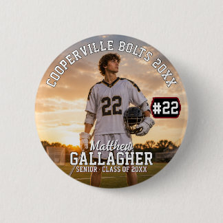 Chapa Redonda De 5 Cm Foto personalizada de jugador de lacrosse