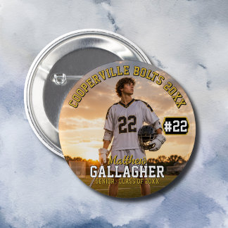 Chapa Redonda De 5 Cm Foto personalizada de jugador de lacrosse