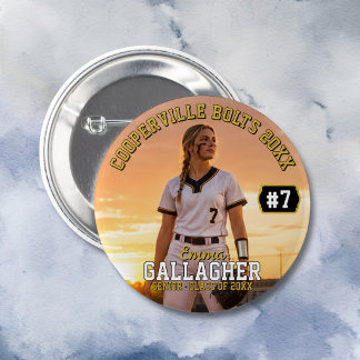 Chapa Redonda De 5 Cm Foto personalizada de jugador de sóftbol