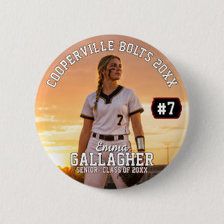 Chapa Redonda De 5 Cm Foto personalizada de jugador de sóftbol