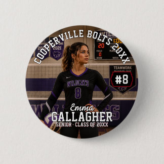Chapa Redonda De 5 Cm Foto personalizada de jugador de voleibol