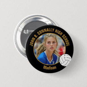Chapa Redonda De 5 Cm Foto personalizada de jugador de voleibol con espí