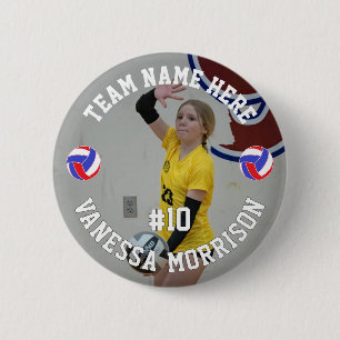 Chapa Redonda De 5 Cm Foto personalizada de jugador de voleibol deportiv