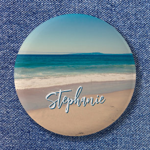 Chapa Redonda De 5 Cm Foto personalizada de playa Océano Azul Escénico