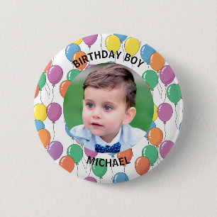 Chapa Redonda De 5 Cm Foto personalizada del niño de cumpleaños