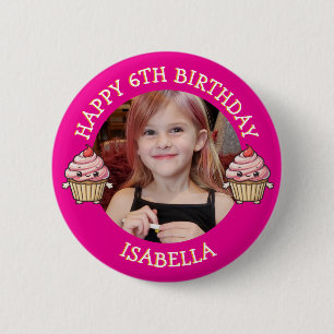 Chapa Redonda De 5 Cm Foto personalizada, edad y nombre de cumpleaños  