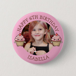 Chapa Redonda De 5 Cm Foto personalizada, edad y nombre de cumpleaños