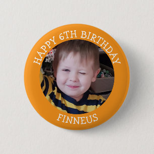 Chapa Redonda De 5 Cm Foto personalizada, edad y nombre de cumpleaños