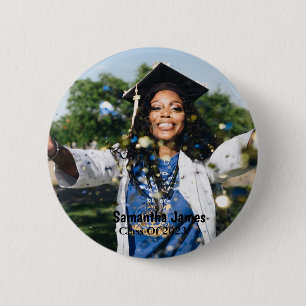 Chapa Redonda De 5 Cm Foto y nombre de graduación personalizados