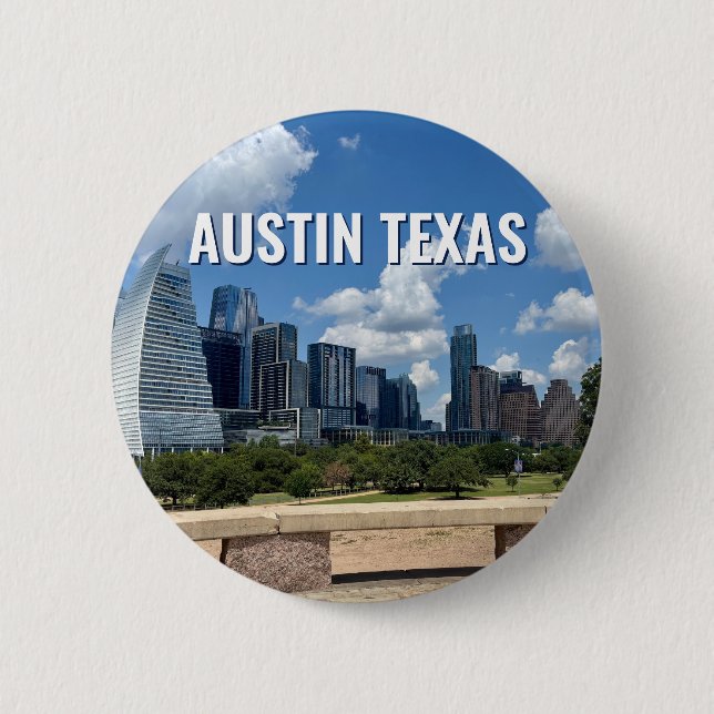 Chapa Redonda De 5 Cm Fotografía de Austin Texas City Skyline (Anverso)