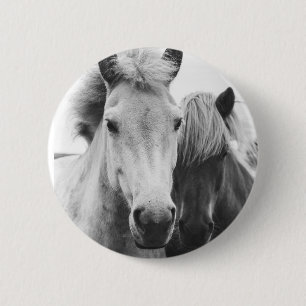 Chapa Redonda De 5 Cm Fotografía de caballos, negros y blancos