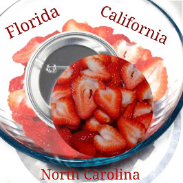 Chapa Redonda De 5 Cm Fotografía de fresas rojas en forma de corazón