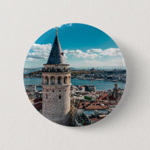 Chapa Redonda De 5 Cm Fotografía del paisaje urbano de Estambul Turquía