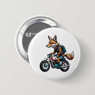Chapa Redonda De 5 Cm Fox montando una bicicleta