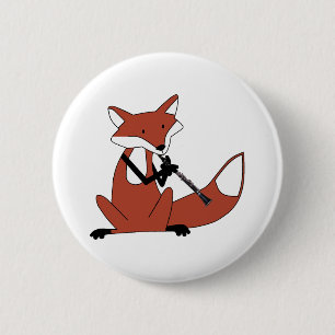Chapa Redonda De 5 Cm Fox que juega el Clarinet