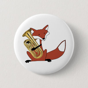 Chapa Redonda De 5 Cm Fox que juega el Euphonium